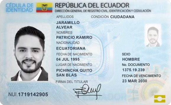 Ejemplo cédula frontal